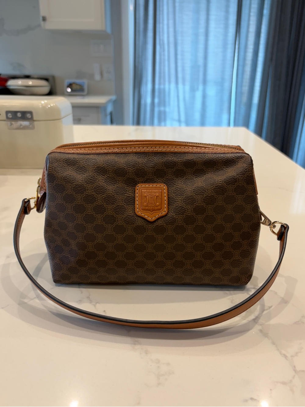 Vintage Céline Macadam Monogram Pouch Converted Handbag. Very good condition